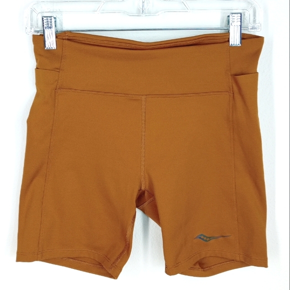 Saucony Fortify Biker Shorts Bronze Color Size Medium - Picture 2 of 12